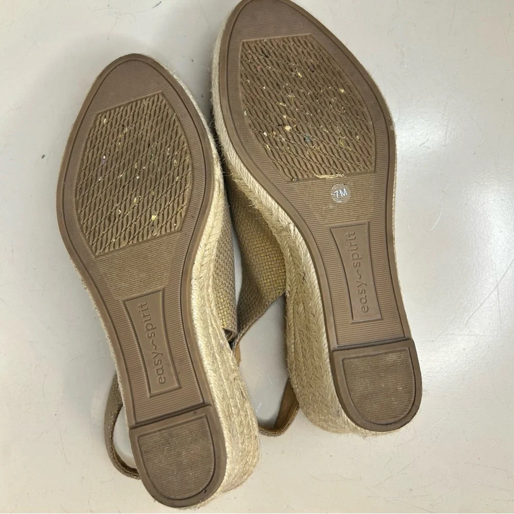 Easy Spirit Metallic Gold Margie Platform Wedge Slingbacks, Size 7 - Picture 6 of 6
